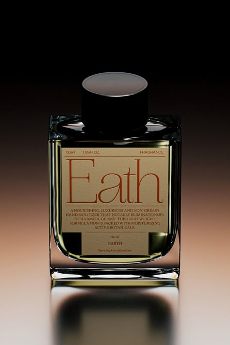 Eath fragrant hand sanitizer package design by Han Gao - Fivestar Branding Agency Is A Design and Branding Agency. This Work Belongs to The Accredited Artist and Is Curated For Inspiration Only #frangrancepackaging #packaging #luxurypackaging #packagedesign #cosmeticpackaging #skincarepackaging Perfume Branding, Perfume Label, Fragrance Packaging, Perfume Bottle Design, Perfume Packaging, Perfume Design, Perfume Brands, Beauty Packaging, Cosmetic Packaging