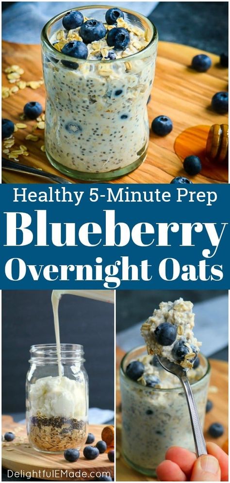 Blueberry Overnight Oats | Delightful E Made Healthy Breakfast With Protein, Overnight Oats With Blueberries, Breakfast With Protein, Blueberry Oats, Overnight Oats Recipe Easy, Oats Milk, Fonts Ideas, Blueberry Overnight Oats, Chia Overnight Oats