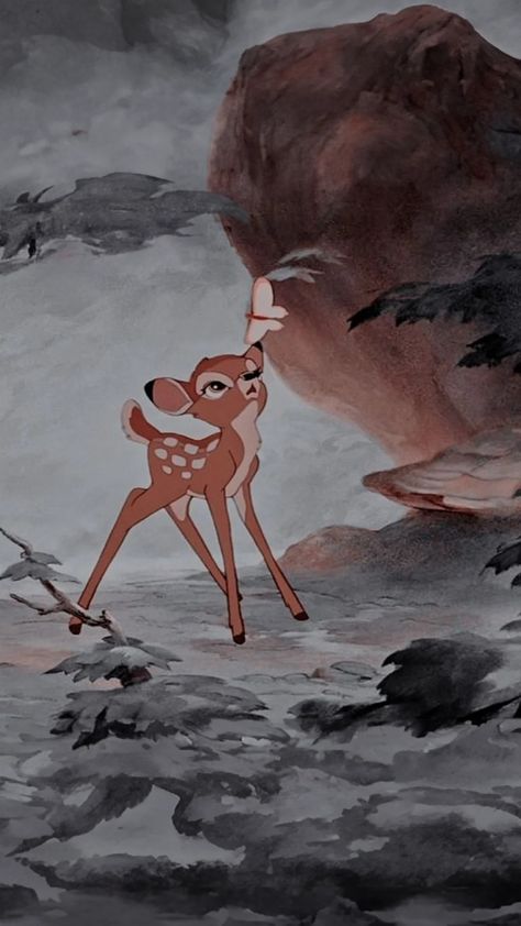 Bambi Desktop Wallpaper, Disney Asthetics Photos Cartoon, Disney Wallpaper Bambi, Mickey Ears Wallpaper, Old Cartoons Wallpaper, Wallpapers Iphone Cartoon, Bambi Lockscreen, Bambi Wallpaper Aesthetic, Bambi Aesthetic Wallpaper