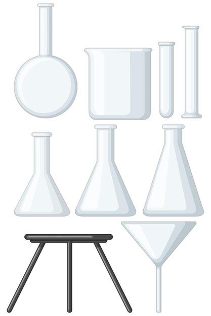 Free vector blank beakers and metal stan... | Free Vector #Freepik #freevector #beaker #glass-tube #flask #science-experiment Flask Drawing, Flask Science, Beaker Glass, Sketchbook Assignments, Graduated Cylinder, Bubble Drawing, Erlenmeyer Flask, About Blank, Beakers