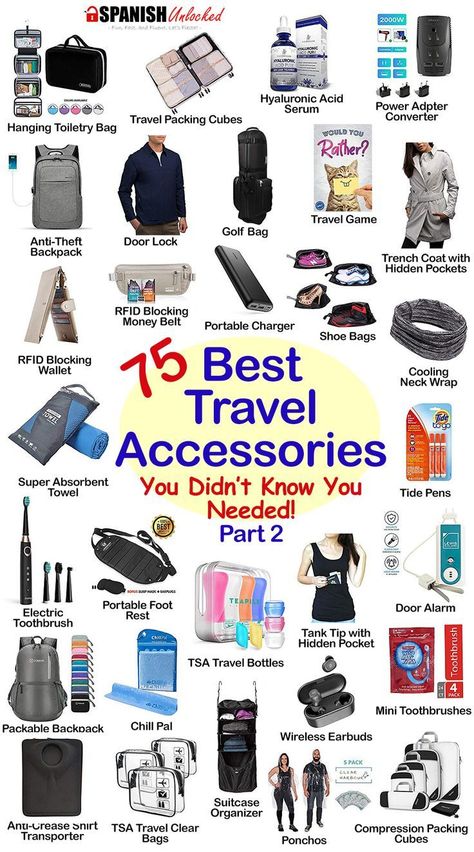 You'll love these must-have travel accessories! These travel essentials will definitely make your trip so much more comfortable. Don't forget to put them on your packing list or at least check them out to see if you already have them. You will want to pack these travel gadgets for international travel. This is a list of the Best Travel Accessories for international travel.  #traveltipspacking  #traveltips #travel #packinglist #packingtips #packing Gadgets Techniques, Accessories List, Gadget Tecnologici, Must Have Travel Accessories, Unique Travel Gifts, Restaurants In Paris, Best Travel Gifts, Inspector Gadget, Best Travel Accessories