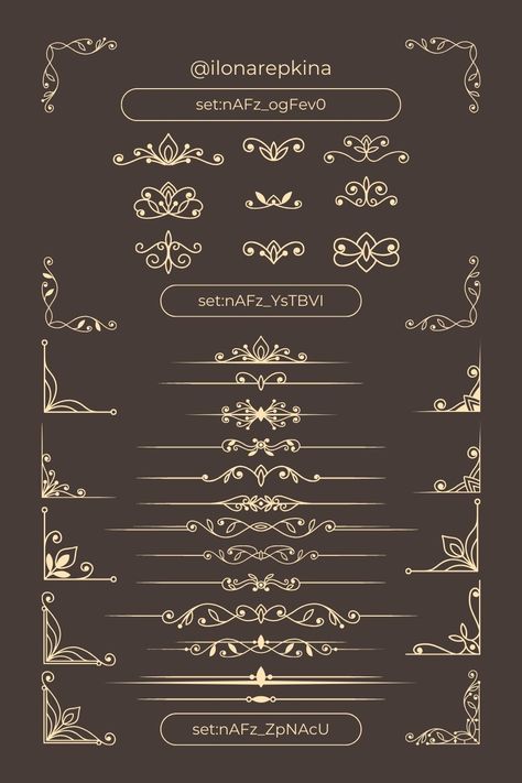 Gold Dividers & Flourishes - Canva Elements Collection elementsprocanva #elementskeywords #editcanva Keyword Design, Watermark Ideas, Canva Codes, Canva Keywords, Canva Hacks, Graphic Shapes Design, Keyword Elements Canva, Desain Buklet, Digital Invitations Wedding