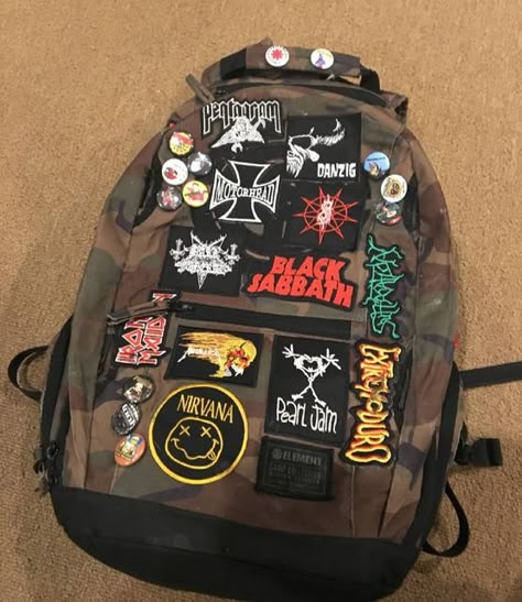 Battle Backpack, Metalhead Backpack, Patches Aesthetic, Punk Backpack, Grunge Backpack, Backpack With Patches, Bag With Patches, Customized Backpack, Backpack With Pins