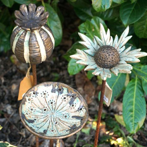 Events - Emma Godden Ceramics Cane Toppers Garden, Ceramic Garden Art Pottery, Ceramic Garden Decor, Garden Pottery Ideas, Ceramic Garden Art, Handmade Garden Art, Garden Ceramics, Garden Totem, Ceramic Garden