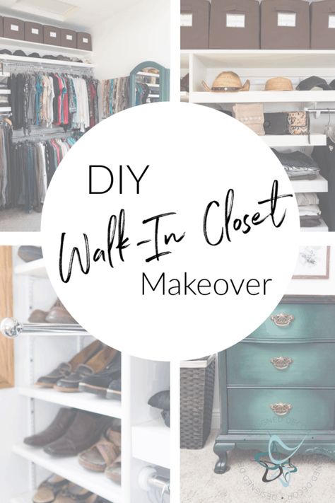 See a practical DIY walk-in closet makeover on a budget. See how to use thrift store finds and inexpensive items to create a practical and affordable closet makeover. Closet Makeovers On A Budget, Walk In Closet Diy Cheap, Diy Closet Makeover Walk In, Diy Walk In Closet On A Budget Spare Room, Budget Walk In Closet, Closet Redo Diy, Walk In Closet Ideas Diy Cheap, Closet Makeover Diy Walk In, Diy Walk In Closet On A Budget