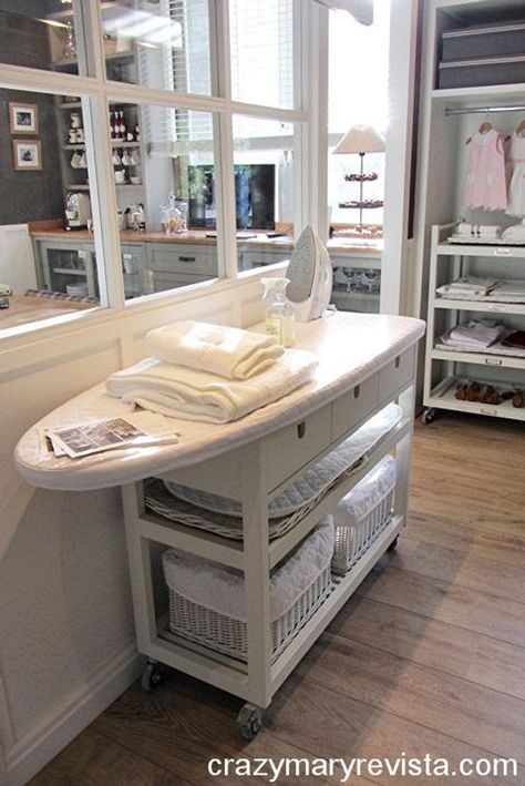 Cool Ironing Board Ideas Diy Lavanderia, Farmhouse Laundry Room Ideas, Organize Closet Space, Modern Farmhouse Laundry Room, Laundry Storage Ideas, Laundry Reno, Ironing Station, Laundry Room Storage Ideas, Laundry Room Storage Shelves