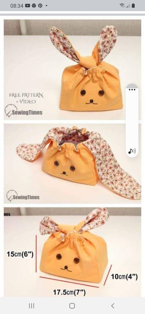 Diy Sy, Sewing Machine Projects, Bunny Bags, Folded Fabric, Cute Sewing Projects, Lunch Tote Bag, Fabric Sewing Patterns, Diy Bags Patterns, Small Sewing Projects