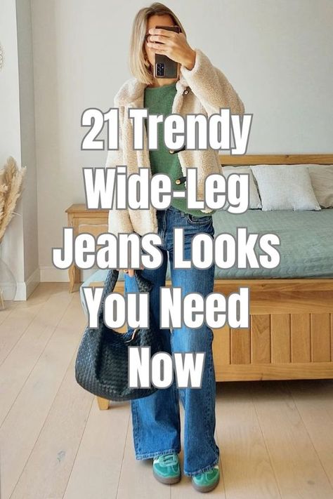 Are you looking for fresh ways to style your wide-leg jeans? Check out these 21 trendy wide-leg jeans looks that will revamp your wardrobe and turn heads. What To Style With Baggy Jeans, Wide Leg Styling, Wide Leg Jeans And Turtle Neck Outfit, Outfit With Black Wide Leg Jeans, Wide Leg Jeans Blundstones, Ways To Style Wide Leg Jeans, Combat Boots Wide Leg Jeans, How To Style Wide Leg Pants Casual, Wide Leg Jeans And Birkenstocks