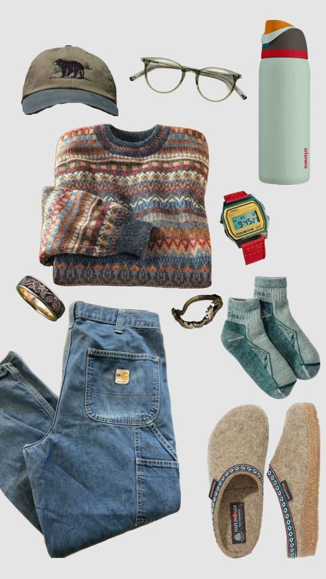 Fall Camping Outfits Aesthetic, Granola Cold Outfits, Green Granola Aesthetic, Granola Cowboy Aesthetic, Crunchy Style Outfits, Granola Christmas Outfit, Granolacore Outfit, Granola Alternative Style, Granola Aesthetic Outfit Winter