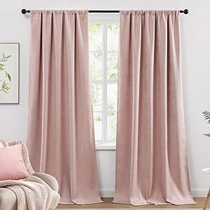 Blush Velvet Curtains, Pink Velvet Curtains, Tall Curtains, Spa Office, Privacy Window, Velvet Drapes, Window Curtain Rods, Curtain Clips, Pink Curtains