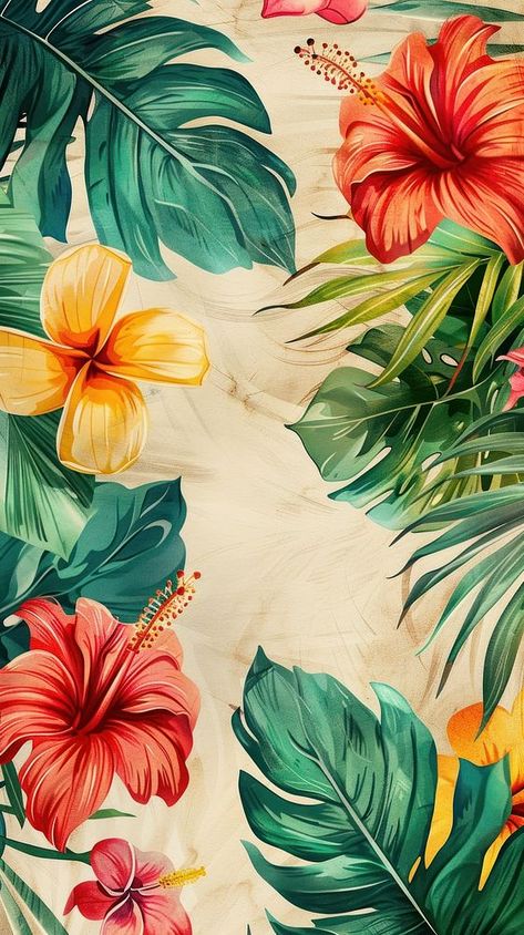 Wallpaper flower bushes graphics hibiscus blossom. | free image by rawpixel.com / Tanat Chittirungsan Hibiscus Wallpaper Iphone, Watercolor Invites, Flower Bushes, Fresh Background, Tropical Elements, Aztec Wallpaper, Summer Aesthetics, Tropical Floral Pattern, Tropical Flower Plants