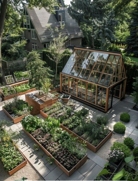 Garden Layout With Greenhouse, Greenhouse Landscape, Gardener Aesthetic, Greenhouse Farming, Tattoo Garden, Dream Backyard Garden, Garden Tattoo, Greenhouse Garden, Backyard Garden Layout