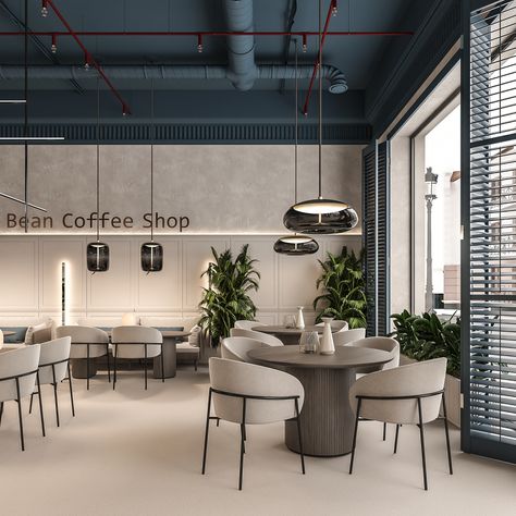 Coffee Shop Designs, Industrial Coffee Shop, Cafeteria Design, Coffee Shop Concept, Modern Coffee Shop, Modern Restaurant Design, Brunch Cafe, Industrial Cafe, Bakery Design Interior