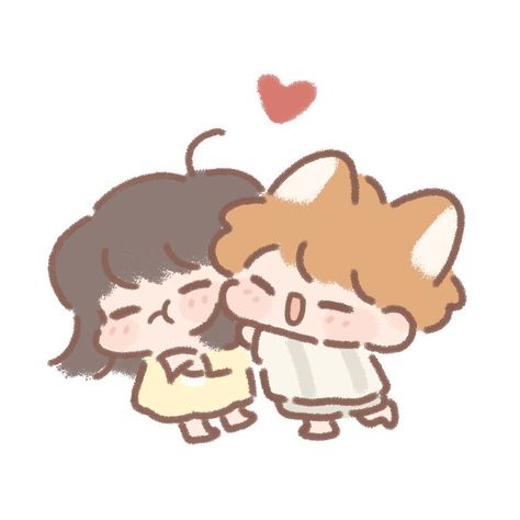 Hug Cute Drawing, Purrfect Tale Pfp, Couple Chibi Art, Purrfect Tale Icons, Purrrfect Tale, Chibi Base Couple, Purfect Tale, Couple Chibi, Hug Pose