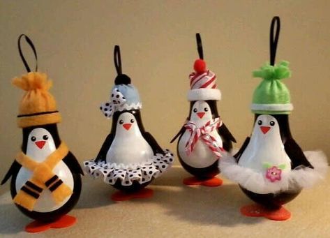 Lightbulb Crafts, Lightbulb Ornaments, Light Bulb Crafts, Bulb Ornaments, Light Bulb Ornaments, Penguin Ornaments, Lightbulbs, Diy Ornaments, Christmas Craft Ideas