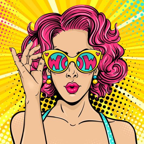 Pop Art Face, Art Face, Pink Hair, Pop Art, Sunglasses, Hair, Pink, Art