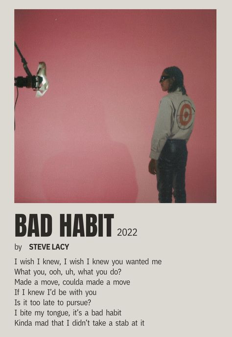 Bad Habit Lyrics, Song Posters, Minimalist Music, Music Poster Ideas, Vintage Music Posters, Polaroid Posters, Music Collage, Music Poster Design, Steve Lacy