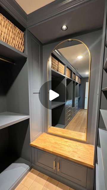 Taylor + Cody Vlaun on Instagram: "Primary Closet | Complete Project Build . Recap of our first and favorite DIY of 2023! . . . #AchievableHome #DIY #BetterHalfBuilds #Renovation #Project #BuilderGrade #Flip #DoItYourself #NewBuild #Upgrade #Closet" Bedroom Decor With Closet, Bedroom And Closet Design, Custom Shelving Closet, Cupboard Room Ideas, Entry Closet Renovation, Vanity Closet Ideas Walk In, Walking Closet Design Ideas, Master Room With Walk In Closet, Walk In Wardrobe Vanity