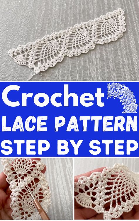 Crochet Lace Placemats, Crochet Lace Edging Pattern Free, Crochet Lace Pattern Free, Lace Crochet Tutorial, Crochet Lace Stitches, Filet Crochet Edging, Lace Crochet Patterns, Blanket Borders, Crochet Edging Tutorial