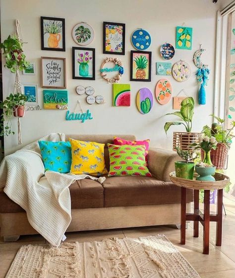 It can be said that decorating the wall is such an effective way to create a certain decoration impression. Including for this summer, if you want to add a summer touches to your home, you can surely use your wall where you can apply many things there. Get the ideas down below in case you need some references. ig @lbbbangalore #summerwalldecoration #walldecorationideas #walldecor Summer Wall Decor, Colorful Room Decor, Indian Room Decor, Girly Room Decor, Creative Wall Painting, Diy Room Decor Videos, Colourful Living Room Decor, Easy Room Decor, Wall Decoration Ideas