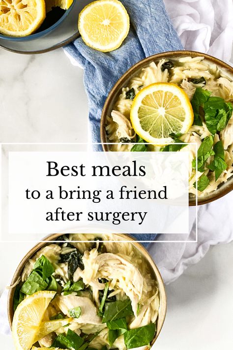 The best meals to bring a friend after surgery. Healthy and easy meals to bring someone in need covering dietary restrictions and precautions. Instant Pot Lemon Chicken, Best Instapot Recipes, Lemon Chicken Orzo, Homemade Chicken Soup, Lemon Orzo, Recovery Food, Orzo Soup, Chicken Orzo, Pre Cooked Chicken