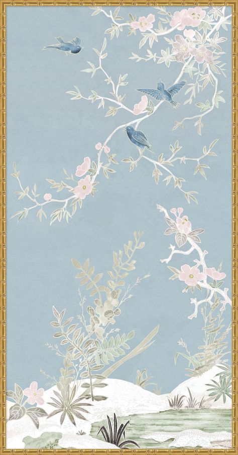 Spring Haven Chinoiserie 3 Chinoiserie Wall Panels, August Pictures, Chinoiserie Motifs, Spring Wall Art, Lillian August, Blue Chinoiserie, Wendover Art Group, Chinoiserie Wall, Wall Panels