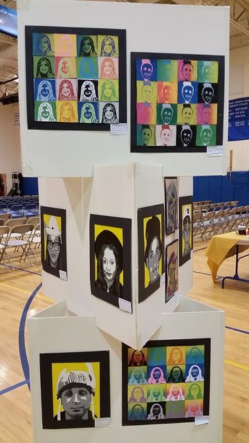 Part II: The Nitty-gritty of School Art Shows - My Art Lesson High School Art Show, Hanging Art Display, Art Display Panels, School Art Show, Art Exhibition Ideas, School Exhibition, Art Show Ideas, Art Timeline, Elementary School Art