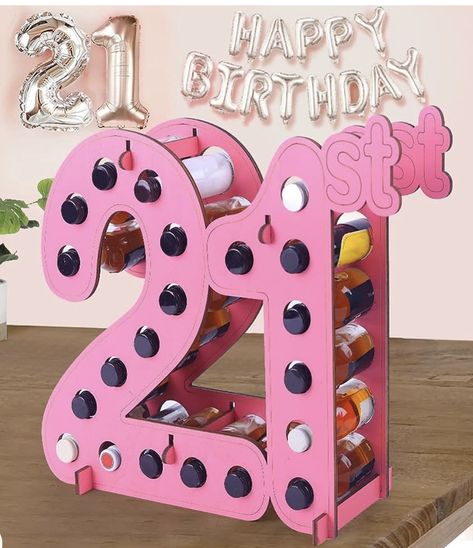 21 mini bottle decor 21st Birthday Centerpieces, Liquor Bottle Holder, Table Decorations For Party, 21st Birthday Favors, 21st Birthday Basket, Liquor Bouquet, 21st Birthday Diy, Photo Shoot Props, 21st Birthday Presents