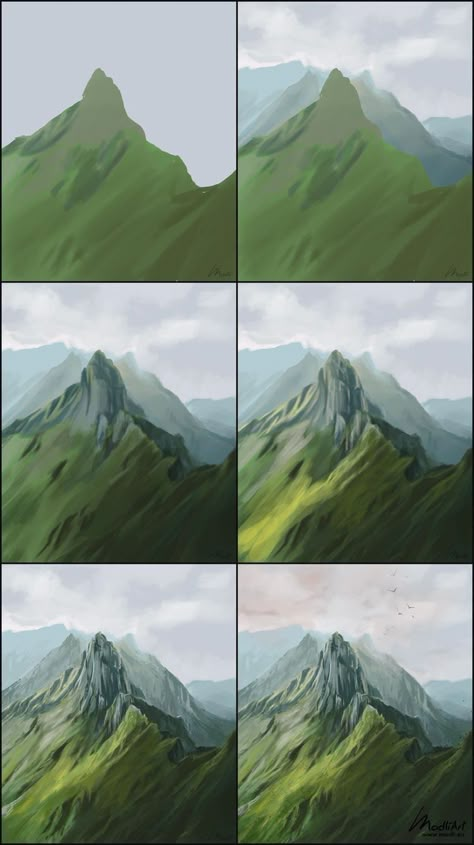 Digital Art Landscape, Landscape Tutorial, Switzerland Art, Istoria Artei, Drawing Eyes, Digital Painting Techniques, Acrylic Landscape, Digital Art Beginner, Eye Tutorial