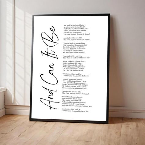 Unmissable! Check out this Christian Wall Art Printable, "And Can It Be" Inspirational Print, Digital Download for Faith-Based Home Decor, Uplifting Religious Art only at $4.75. #ChristianWallArt #PrintableWallArt #DigitalDownload #MotivationalWall #InspirationalPrint #ReligiousArtPrint #FaithBasedDecor #ScripturePrint #PrintableScripture #HomeDecorPrint Faith Based Decor, Christian Wall Art Printable, Printable Scripture, Motivational Wall Decor, Scripture Print, Motivational Wall, Unique Display, Inspirational Prints, Office Environment