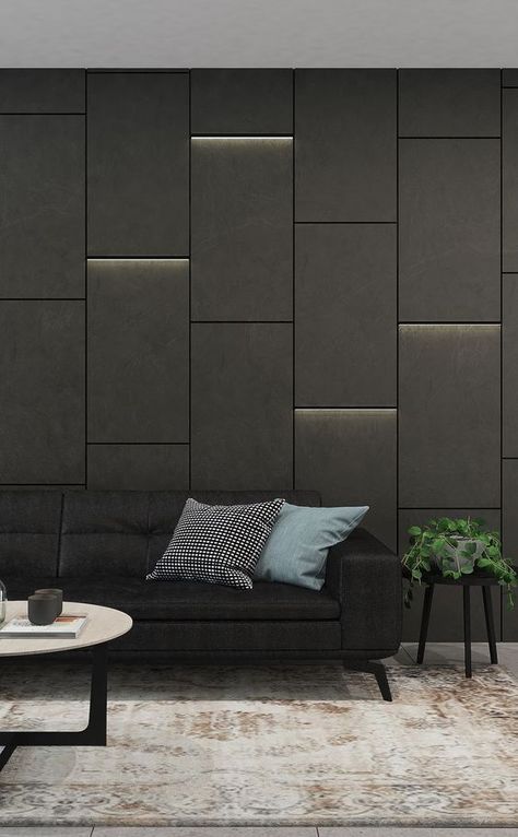 Paneling Design Wall Living Rooms, Laminate Wall Panelling Design, Tiles On Wall Living Room, Home Wall Tiles Design, Wall Laminate Design, Panelling Designs Wall, Wall Panel Design Living Room, Industrial Wall Design, Wall Tiles Design For Living Room