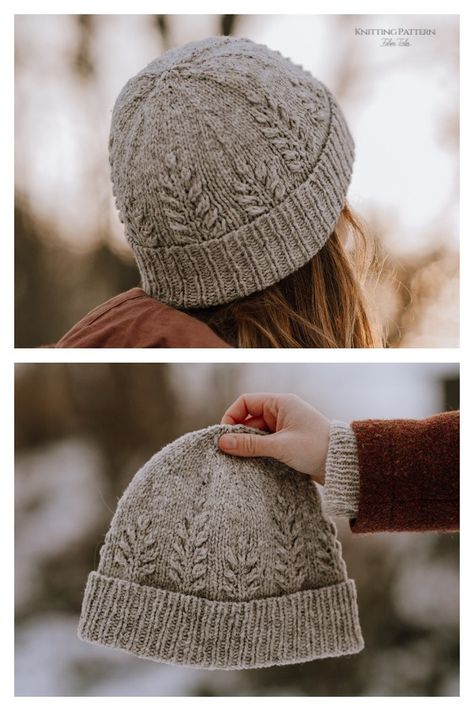 Lopi Hat Knitting Patterns, Top Down Knit Hat Pattern Free, Knit Hat Women, Arran Knitted Hat Patterns, Free Cable Knit Hat, Knit Beanies Womens, Leaf Hat Knitting Pattern, Qiviut Patterns, Beginner Knitted Hat