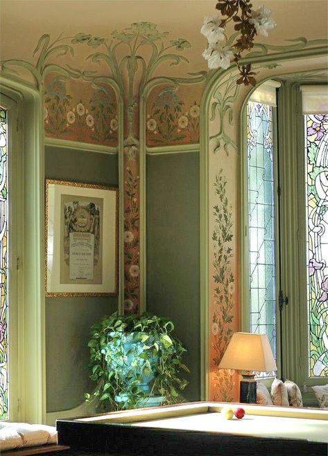 Art Nouveau Living Room, Bathroom Remodel Modern, Art Nouveau Interior, Modern Bathroom Remodel, Motif Art Deco, Bathroom Remodeling Ideas, Bathroom Remodel Pictures, Aesthetic Rooms, Dream House Interior