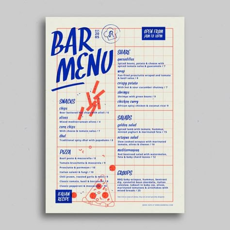 Bar Flyer Design, Menu Design Layout, Colorful Restaurant, Interaktives Design, Menu Design Inspiration, Mises En Page Design Graphique, Cafe Menu Design, Menue Design, Visuell Identitet