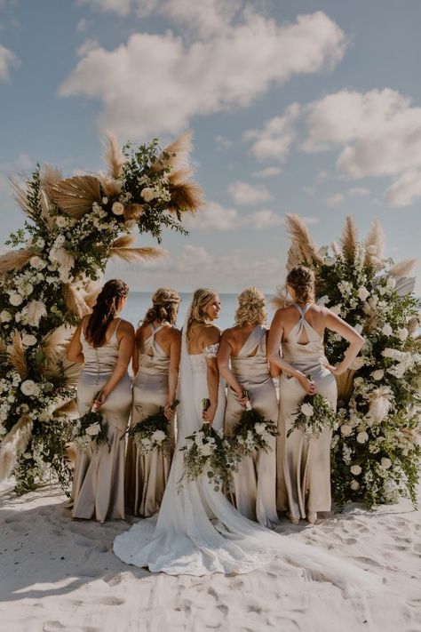 KEY WEST WEDDING  - CEREMONY DECOR - PAMPAS GRASS - WEDDING INSPO - BEACH WEDDING - DESTINATION WEDDING - DUARTE FLORAL DESIGN - FLORIDA KEYS WEDDING PLANNER Simple Beach Wedding Ideas, Destination Wedding Bridesmaid Dresses, Fun Beach Wedding, Beach Wedding Inspo, Mexico Beach Weddings, Small Beach Weddings, Beach Wedding Arch, Beach Wedding Bridesmaid Dresses, Beach Bridesmaids