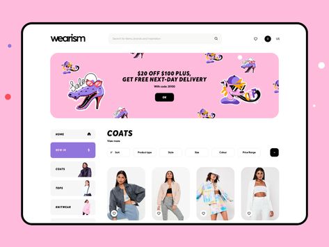 Shop Women's Clothing Web Page by Cuberto on Dribbble Banner Web Design, Minimalist Web Design, Design Sites, 귀여운 음식 그림, Banner Web, Ecommerce Web Design, Ecommerce Web, Web Design Trends, Design Visual