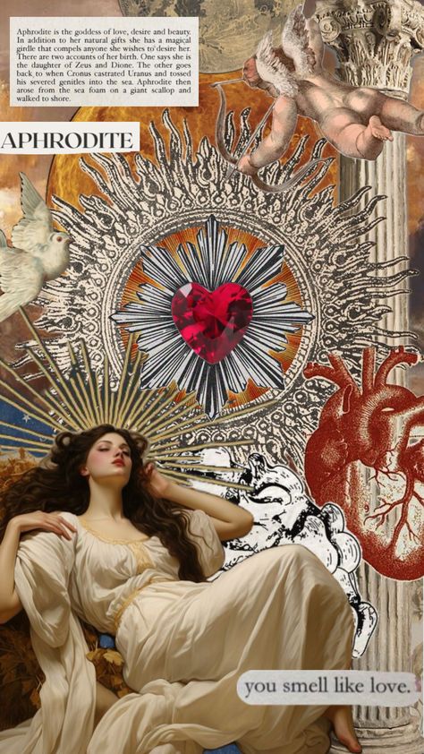 #aphrodite #venus #goddessoflove #goddess #loveandbeauty #feminine #mitology Feminine Wallpaper, Greek Goddess Art, Aphrodite Aesthetic, Aphrodite Goddess, Art Of Letting Go, Daughter Of Zeus, Nature Collage, Abstract Wallpaper Design, Witchy Wallpaper