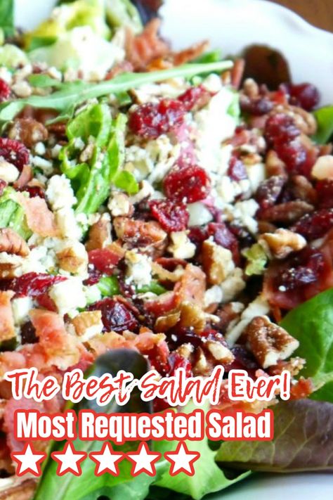 This is a photo of my most requested salad recipe served in a white bowl. Best Salad Ever, Best Salads Ever, Christmas Salad Recipes, Christmas Salad, The Best Salad, Best Salads, Savory Salads, Fresh Salad Recipes, Salad Recipes For Dinner