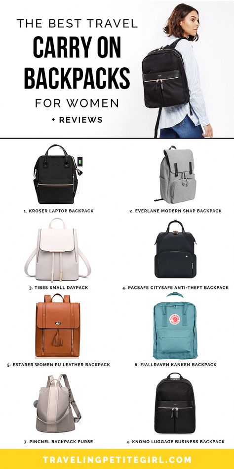 The Best Travel Carry On Backpacks for Women + Reviews #backpackingoutfits Traveling Backpack For Women, Backpacks For Travel Women, Best Bags For Travel, Europe Travel Backpack, Backpack Carry On, Cute Travel Backpack, Best Carry On Bag For Women, Travel Look Outfits, Best Backpack For Travel