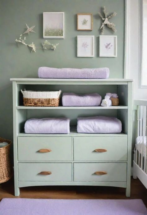 Sage Green And Lavender Nursery, Purple And Green Nursery Girl, Sage And Lavender Nursery, Green And Purple Nursery, Purple And Green Nursery, Purple Baby Rooms, Lavender Nursery Girl, Green Nursery Girl, Bedroom Lavender