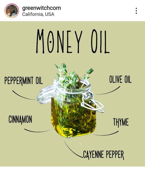 Money Oil Recipe, Money Oil, Magick Oil, Money Spells Magic, Wicca Recipes, Money Spells That Work, Magickal Herbs, Easy Spells, Spell Jars