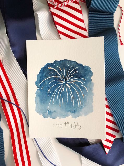 Happy 4th of July!  #elstudio #watercolor #fireworks Firework Cards Handmade, Watercolour Fireworks, 4th Of July Watercolor, Firework Watercolor, New Year Watercolor Painting, New Years Watercolor, Fireworks Watercolor, Watercolour Calendar, May Watercolor