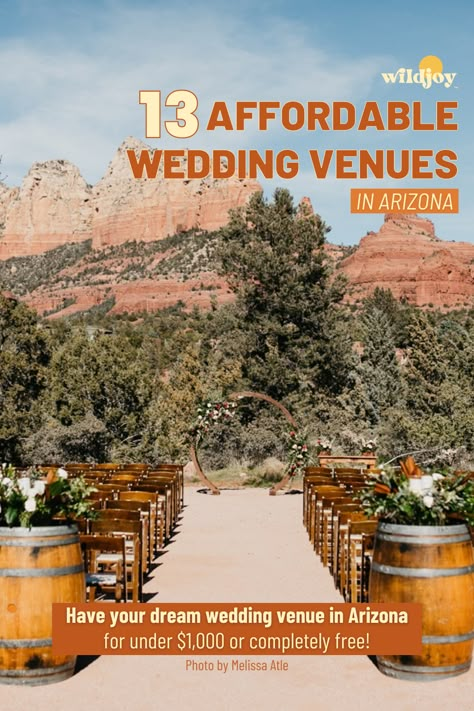 Cheap, outdoor wedding venue location at Sedona Heritage Museum in Sedona, Arizona with a backdrop of the famous red rocks. Scottsdale Wedding Venues, Cheap Destination Wedding, Free Wedding Venues, Affordable Destination Wedding, Budget Wedding Venue, Arizona Desert Wedding, Wedding In Arizona, Most Beautiful Wedding Venues, Tucson Wedding