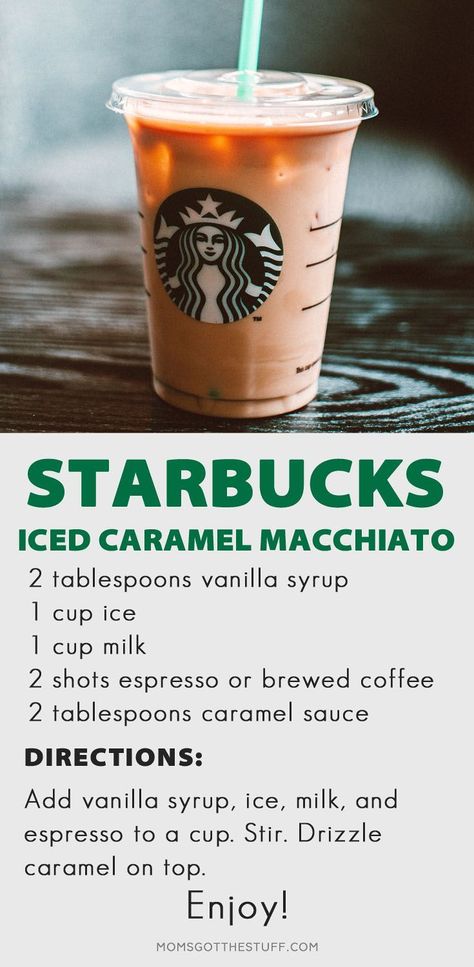 Copycat Caramel Macchiato, Diy Starbucks Caramel Macchiato, Diy Iced Caramel Macchiato, Homemade Iced Caramel Macchiato, Starbucks Iced Caramel Macchiato Recipe, Starbucks Diy Drinks, Diy Caramel Macchiato, Starbucks Drinks Recipes Diy Homemade, Copycat Recipes Starbucks