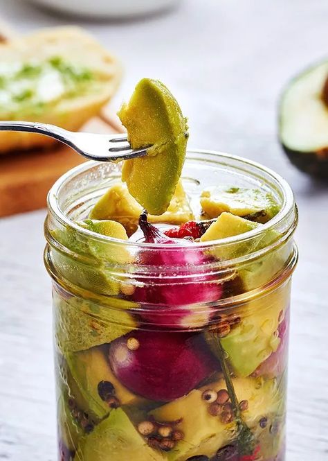 Pickled Avocados Recipe — Eatwell101 Pickled Avocado Recipe, Avocados Recipe, Best Avocado Recipes, Fermented Vegetables Recipes, Quick Pickled Vegetables, Pickled Recipes, Pickled Fruit, Pickle Recipes Homemade, Pickled Vegetables Recipe