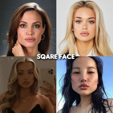 which ones is your face shepe ?? #roundface #ovalface #sqareface #diamondface #heartshape #oblongface#tips #face #beauty Elongate Face Makeup, Best Makeup For Square Face, Wide Jawline Women, Square Face Tips, Square Face Makeup Tutorial, Square Face Shape Makeup, Square Face Aesthetic, Square Face Makeup Looks, Eyebrows For Square Face