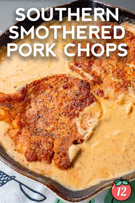 Southern Smothered Pork Chops | 12 Tomatoes Southern Smothered Pork Chops 12tomatoes, 12 Tomatoes Southern Smothered Pork Chops, Smothered Pork Chops Southern, Pork Chops And Shrimp Recipes, Smothered Pork Steak Recipes, Smothered Bone In Pork Chops, Smothered Pork Chops Stove Top, Fried Smothered Pork Chops, Smothered Pork Chops Skillet