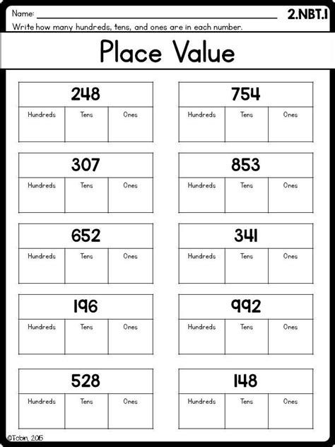 Place Value Worksheet Worksheets Grade 2, Worksheets 2nd Grade, Teaching Place Values, Place Value Worksheets, First Grade Math Worksheets, Free Printable Math Worksheets, 4th Grade Math Worksheets, Math Place Value, 2nd Grade Math Worksheets