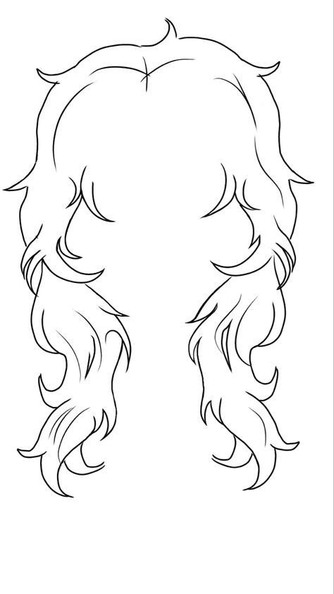 Hair For Drawing Reference, Wolf Haircut Drawing Reference, Drawn Hair Reference, Long Hairstyle Drawing Reference, Curly Hair Styles Drawing Reference, Layered Hair Drawing Reference, Hair Templates Drawing, Hair Base Sketch, Alt Hair Drawing Reference