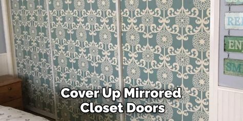 How to Cover up Mirrored Closet Doors | 10 Easy Methods (2023) How To Hide Mirror Closet Doors, Hide Mirrored Closet Doors, Wallpaper On Mirror Closet Doors, Cover Mirrored Closet Doors, How To Cover Mirror Closet Doors, Cover Mirror Closet Doors, Mirrored Closet Door Makeover, Different Curtain Styles, Mirrored Closet Doors